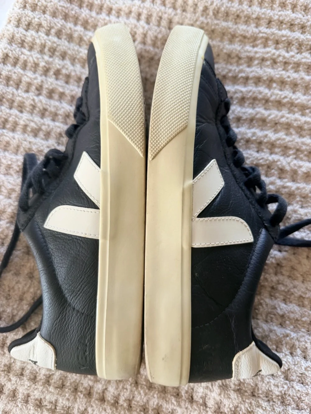 Veja Women’s V-10 Leather Sneaker in Black/White